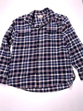 Jachs Plaid Flannel Shirt XL navy, Red, and White